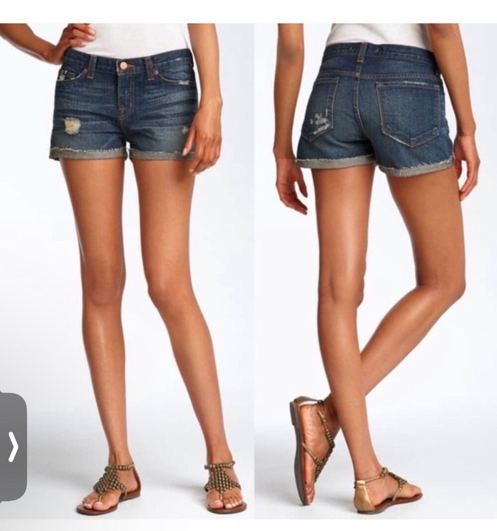J Brand Womens Size 31 Mako Denim Shorts Distressed Medium Wash Low Rise